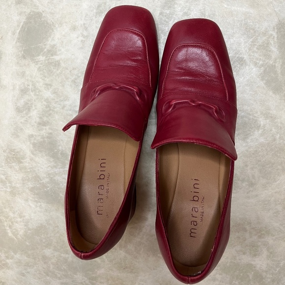 Red Leather Loafer Heels - Picture 4 of 5